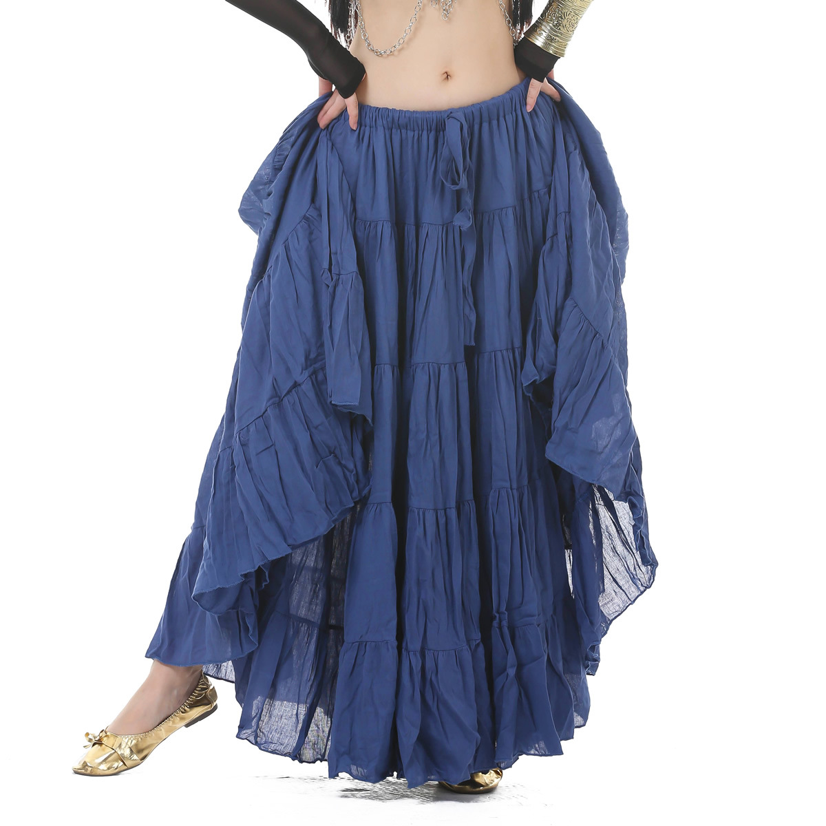Performance tribal style dancewear linen belly dance long skirt more colors